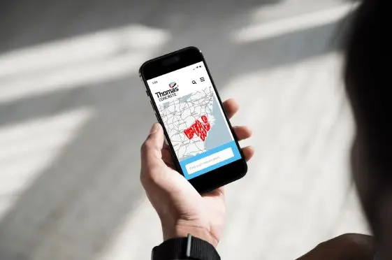 Person looking at a Thomas Concrete plant map on their phone.