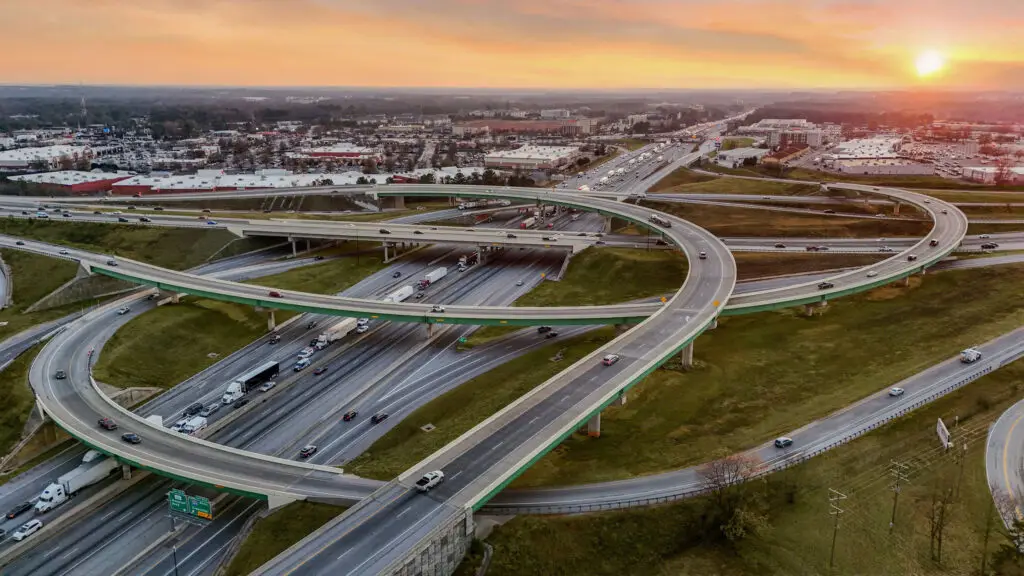 aerial view of highway interchange