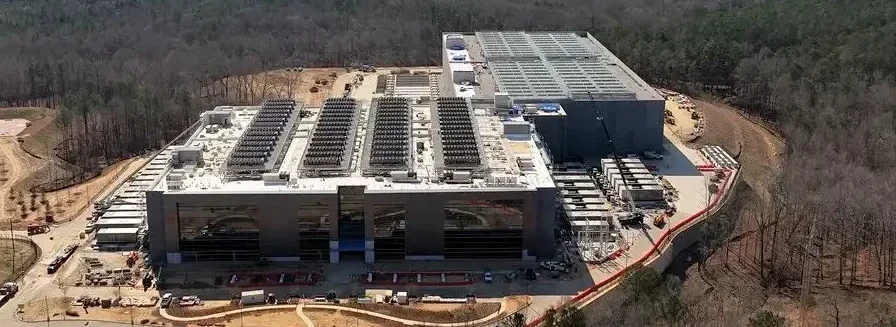 Aerial view of large concrete building